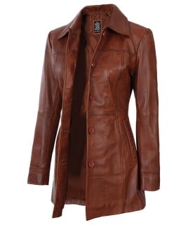 leather blazer jacket cognac