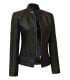 casual black leather jacket for womens