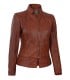 real leather womens jacket cognac wax