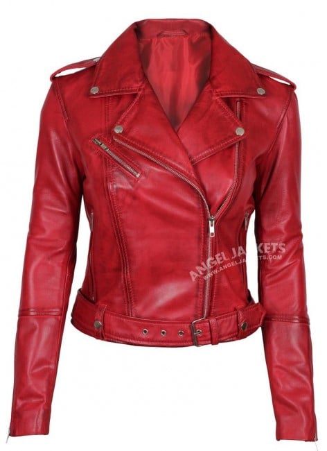 Red Leather Jacket for Women