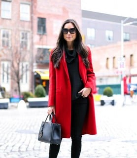 long maroon wool coat for women