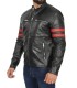 leather jacket with red stripe