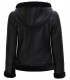 Womens Black Fur Hooded Leather Jacket