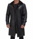 Black dark brown shearling leather coat
