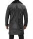 black faux shearling leather coat