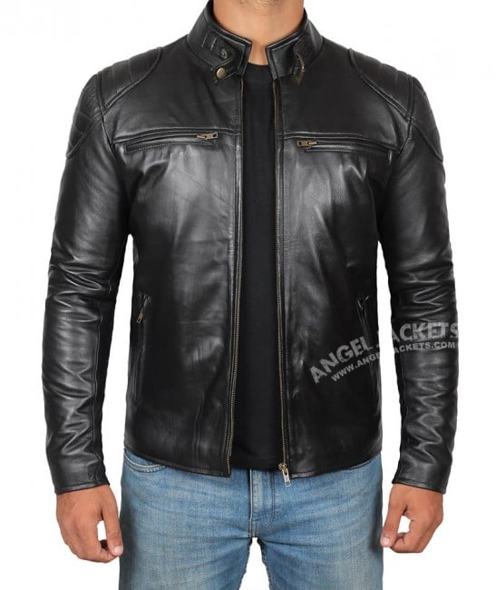 black leather jacket