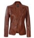 Cognac Leather Blazer Coat