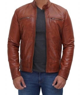 tan cafe racer leather jacket