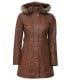 shearling brown leather womens coat