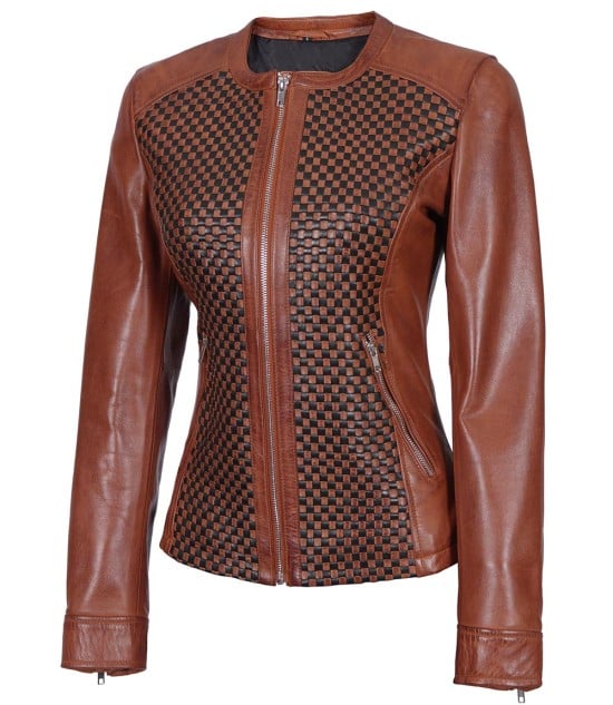 textured leather jacket for women