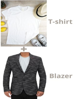 stylish outfits for travel wear cotton t shirt and blazer