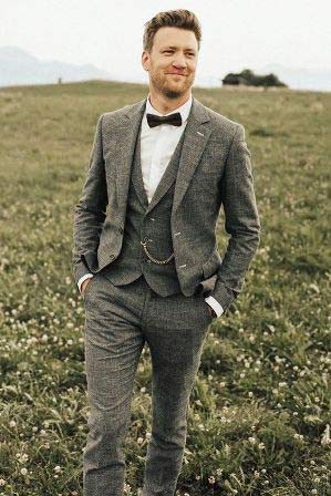 Grey Tweed wedding Suit for men