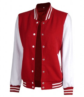 white and red letterman jacket women