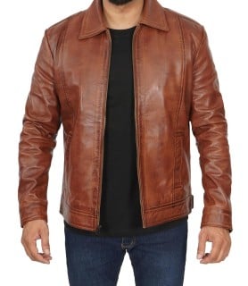 casual brown leather jacket