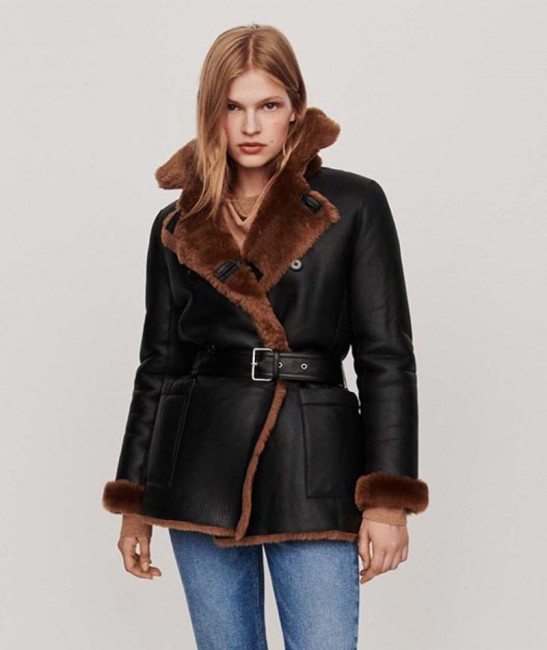 winter brown shearling coat