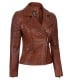 Brown moto-style leather jacket