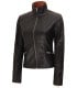 Women Zipper Black and Cognac Leather Jacket