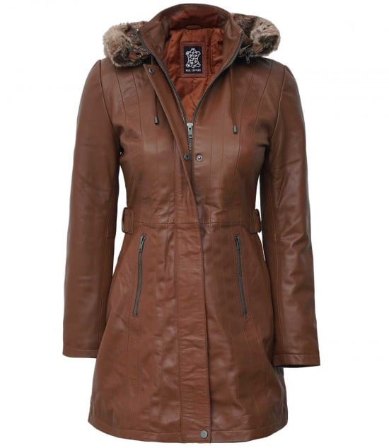 womens leather coat shearling