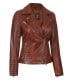 Women Cognac Asymmetrical Biker Leather Jacket