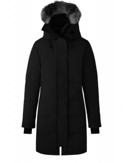 Women Black Puffer jacket with fur hood