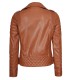 Women tan asymmetrical biker leather jacket