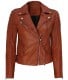Womens Tan Asymmetrical Leather Jacket