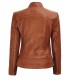 Brown Leather Biker Jacket Women