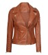 Women asymmetrical biker leather jacket