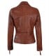Women Cognac biker leather jacket