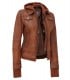 brown leather jacket women