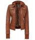 hooded style leather jacket