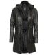 Women Black Leather coat with hood