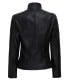 women's biker leather jacket black