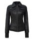 black hooded womens leather jacket