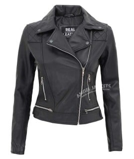 zipper leather jacket women