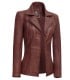 womens brown leather blazer