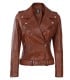 brown cognac womens biker leather jacket