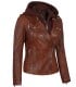 cognac leather jacket with hood