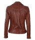 asymmetrical cognac leather jacket women