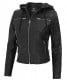 women hooded leather jacket