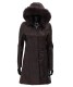 Womens Dark Brown Fur Hooded Jacket