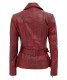 maroon distressed leather jacket women