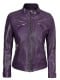 Women Cafe Racer Purple Leather Jacket