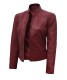 maroon mtorcycle leather jacket womens