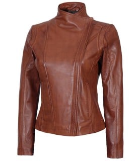 biker leather cognac jacket