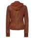 women's brown leather jacket with hood